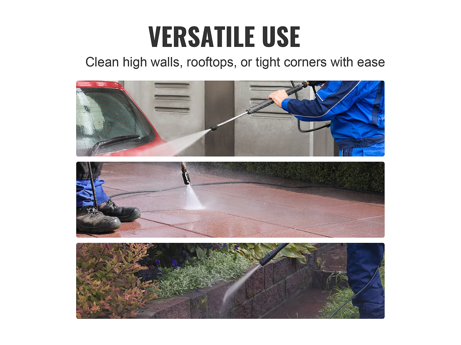 Tuyau d'Arrosage, SucceBuy Tuyau de Laveuse Haute Pression 30,5 m 4800 PSI, Connexion Rapide 0,95 cm