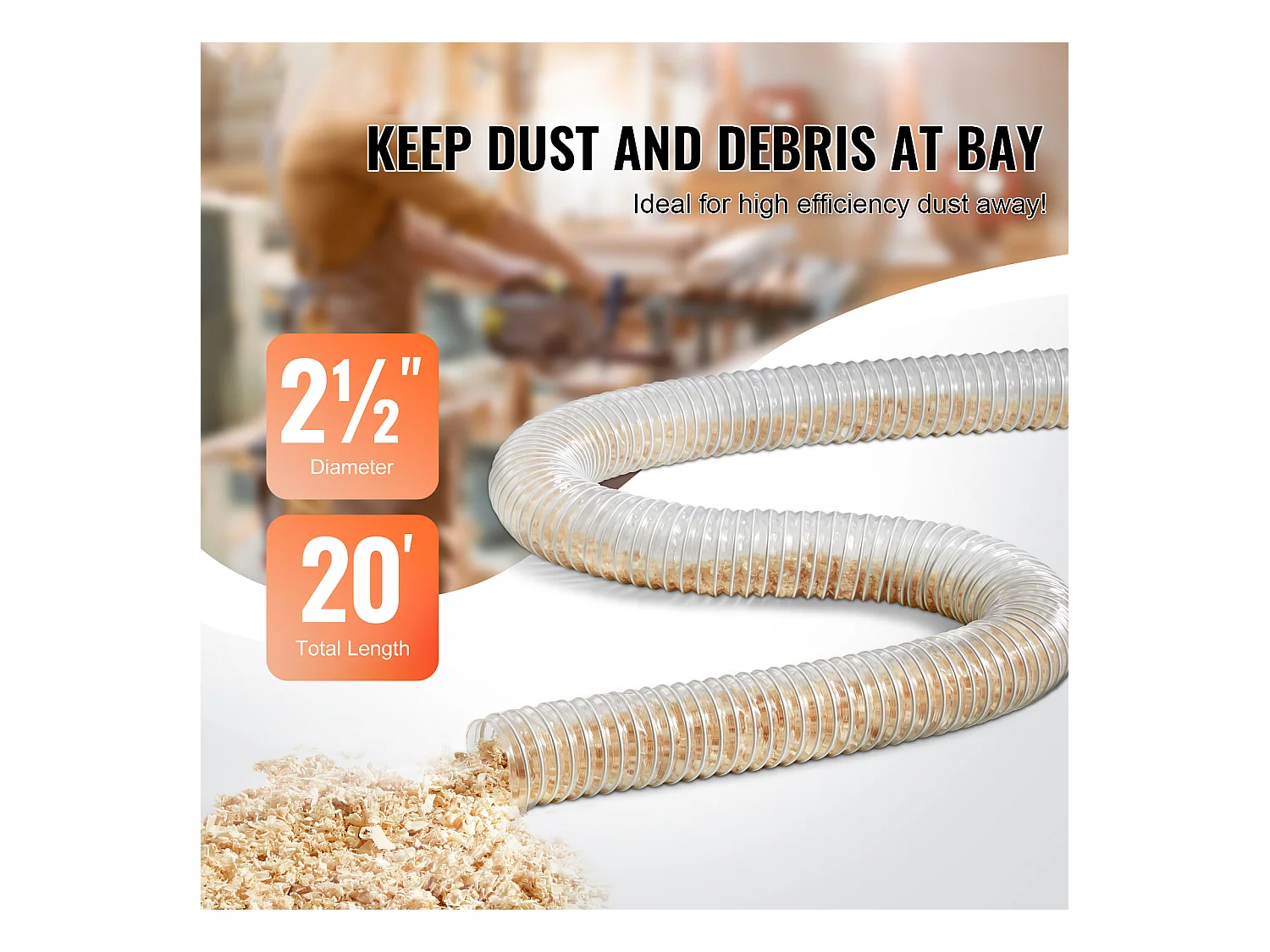 Gartenschlauch, SucceBuy 6,3 cm x 610 cm Verdickter PVC-Staubsammelschlauch