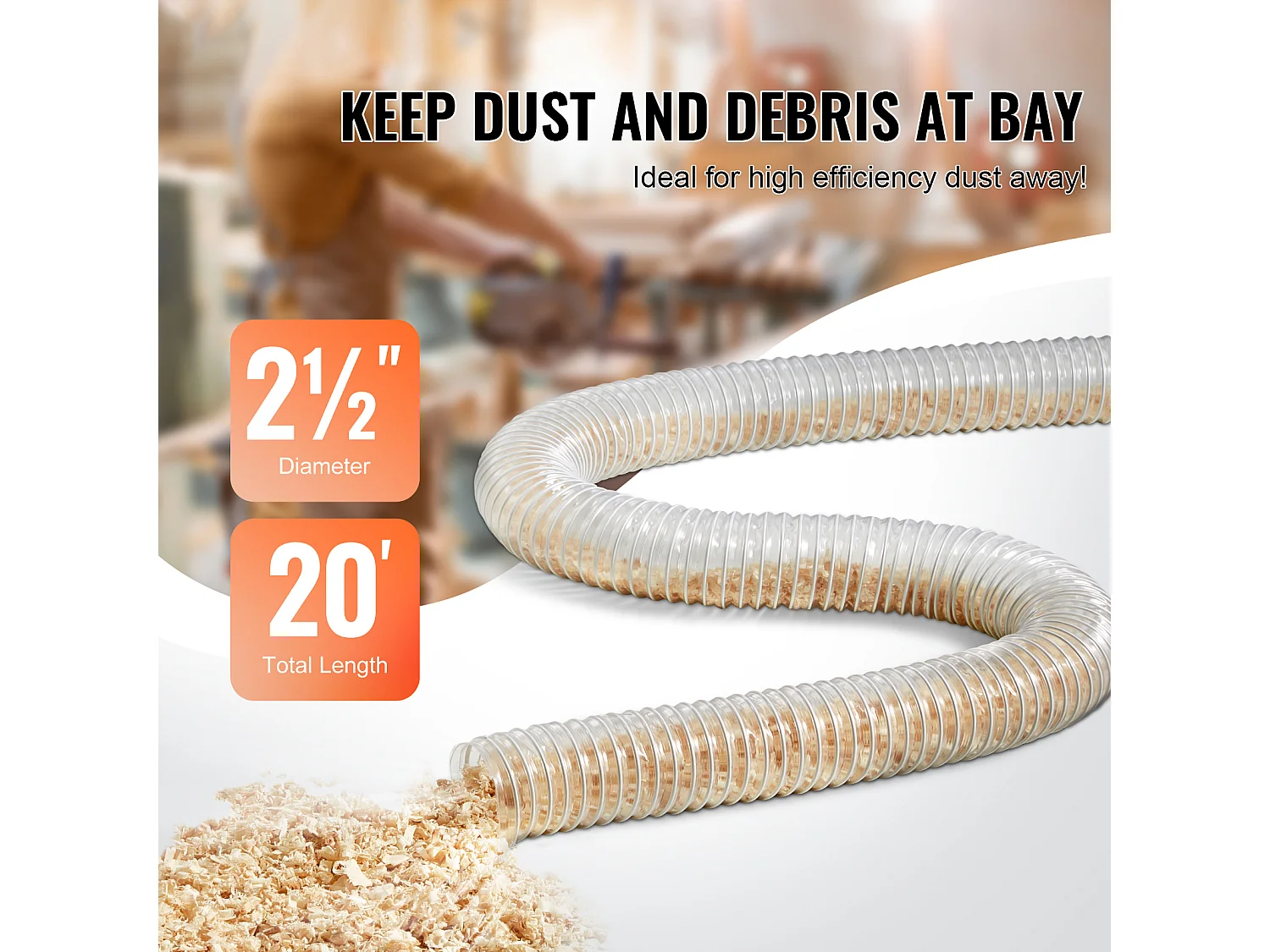 Gartenschlauch, SucceBuy 6,3 cm x 610 cm Verdickter PVC-Staubsammelschlauch