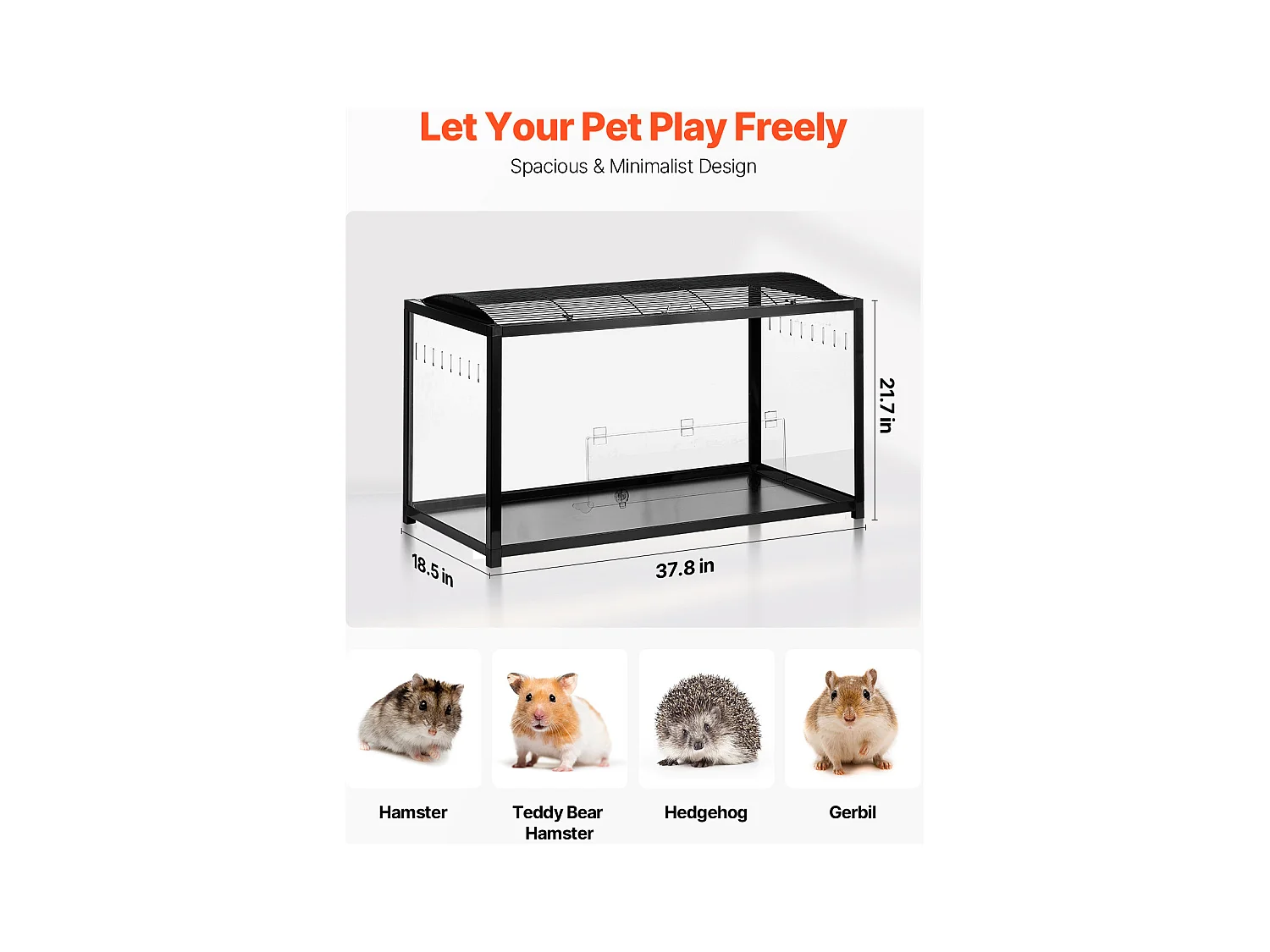Cage Rongeur Hamster, SucceBuy Cage pour Hamster, Spacieuse 96 x 47 x 55 cm, Cage Ventilée pour Petits Animaux pour Hamsters, Souris, Cochons d'Inde