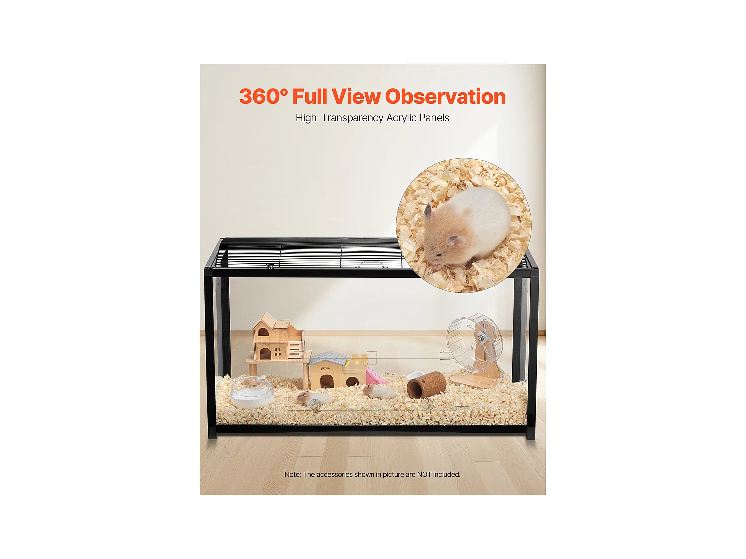 Cage Rongeur Hamster, SucceBuy Cage pour Hamster, Spacieuse 96 x 47 x 55 cm, Cage Ventilée pour Petits Animaux pour Hamsters, Souris, Cochons d'Inde