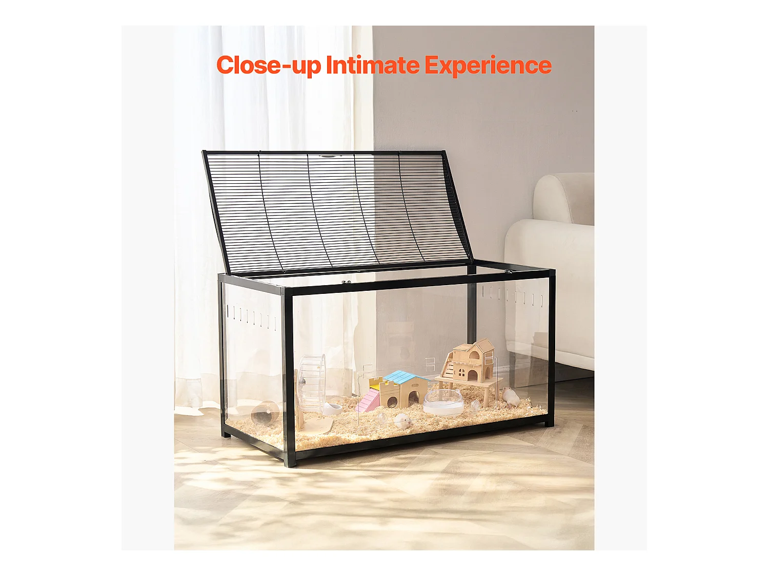 Cage Rongeur Hamster, SucceBuy Cage pour Hamster, Spacieuse 96 x 47 x 55 cm, Cage Ventilée pour Petits Animaux pour Hamsters, Souris, Cochons d'Inde