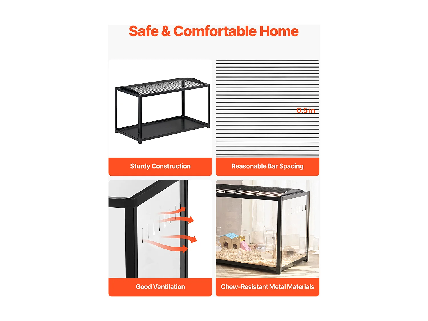 Jaula para Roedores Hámster, SucceBuy Jaula para Hámster, Espaciosa 96 x 47 x 55 cm, Jaula Ventilada para Pequeños Animales para Hámsters, Ratones, Cobayas