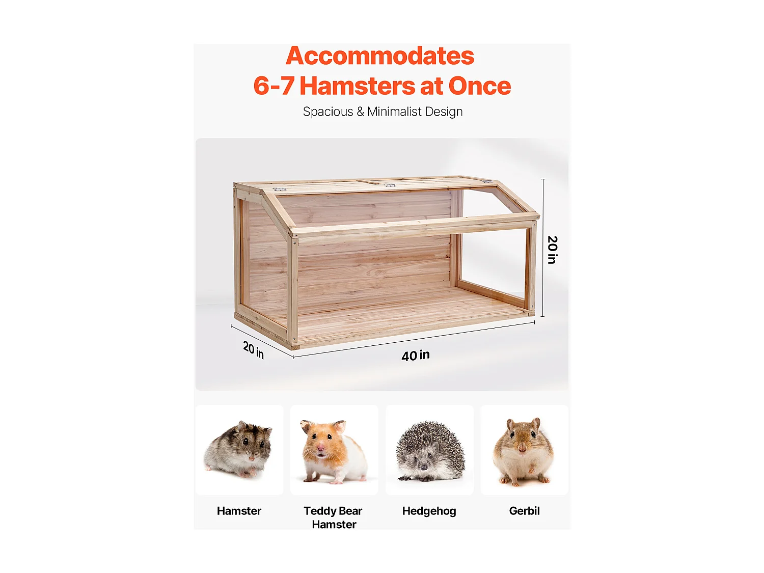 Jaula para Hámster y Roedores, SucceBuy Jaula de Madera para Hámster, 101 cm, Hábitat para Ratones, Roedores y Animales Pequeños