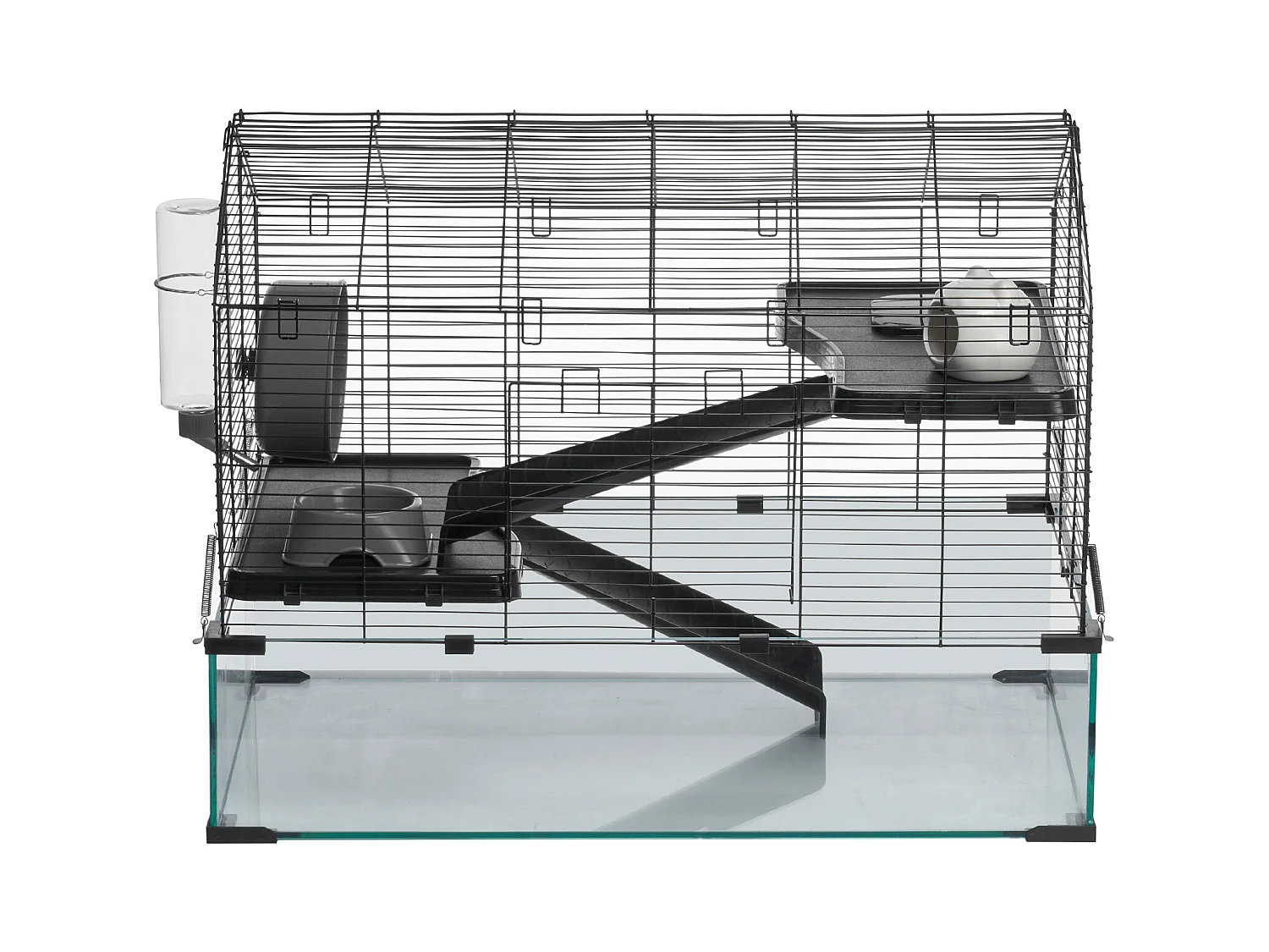 Cage Rongeur Hamster, SucceBuy Cage pour Hamster, Habitat Transparent avec Vue à 360°, 75 x 44 x 61 cm, Spacieuse pour Petits Animaux, avec Accessoires