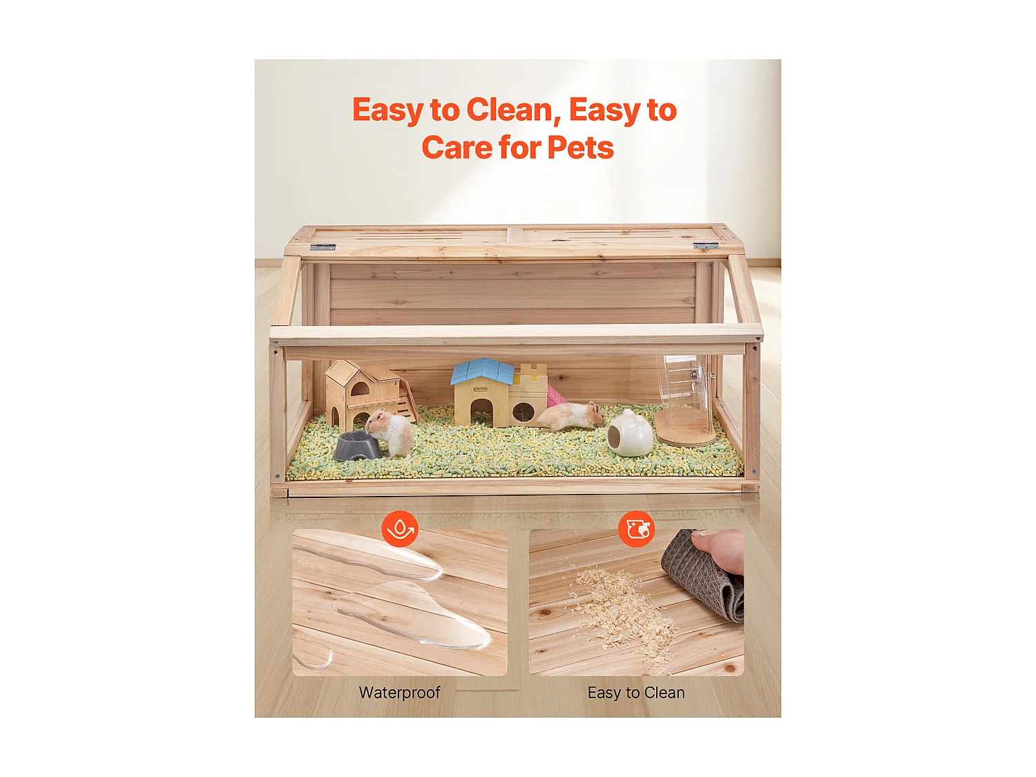 Hamsterkäfig, SucceBuy Hamsterkäfig aus Holz, 81 cm, Lebensraum für Mäuse, Nagetiere und Kleintiere