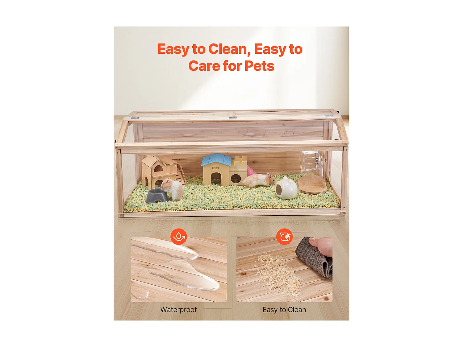 Jaula de Madera para Hámster, SucceBuy, 122 cm, Hábitat para Ratones, Roedores y Pequeños Animales