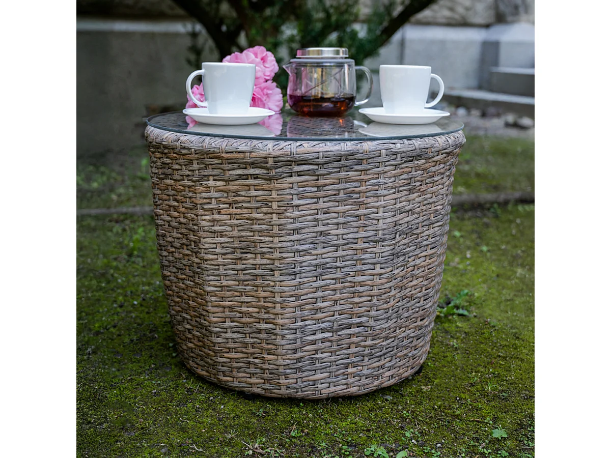 Salon de jardin 2 personnes Los Angeles Marron clair