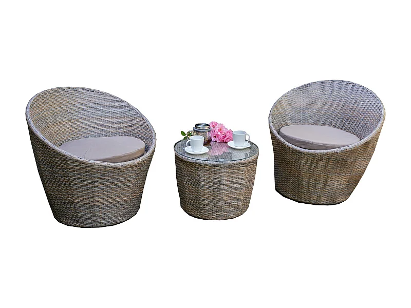 Salon de jardin 2 personnes Los Angeles Marron clair