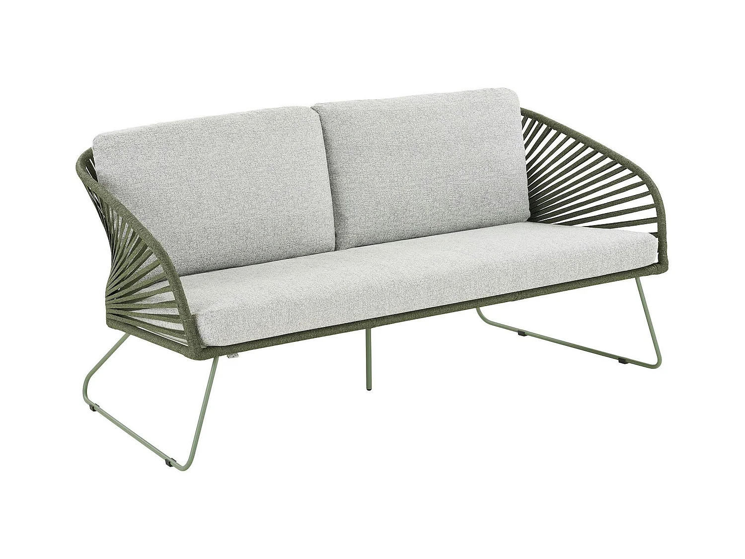 Salon de jardin 4 places avec tables basses, couleur verte MENDOZA