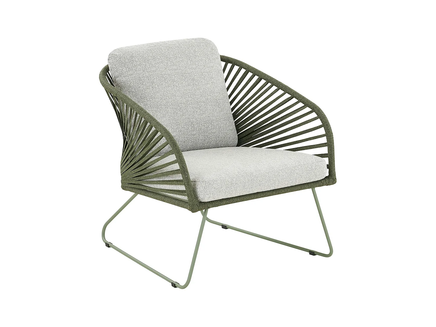 Salon de jardin 4 places avec tables basses, couleur verte MENDOZA