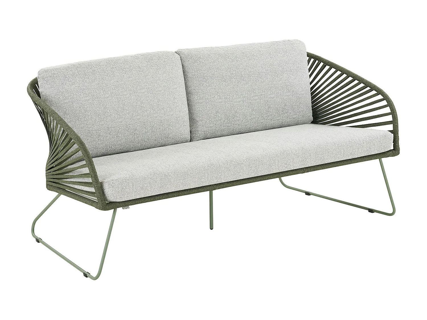 Salon de jardin 4 places avec tables basses, couleur verte MENDOZA