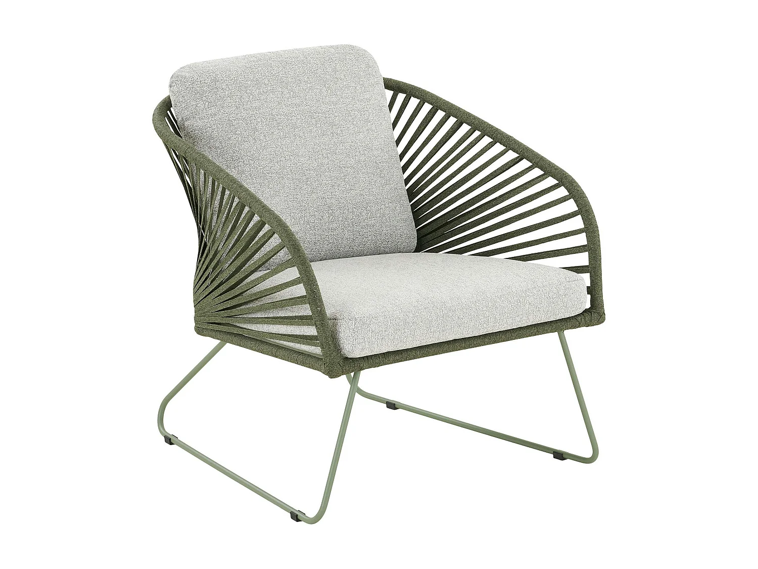 Salon de jardin 4 places avec tables basses, couleur verte MENDOZA