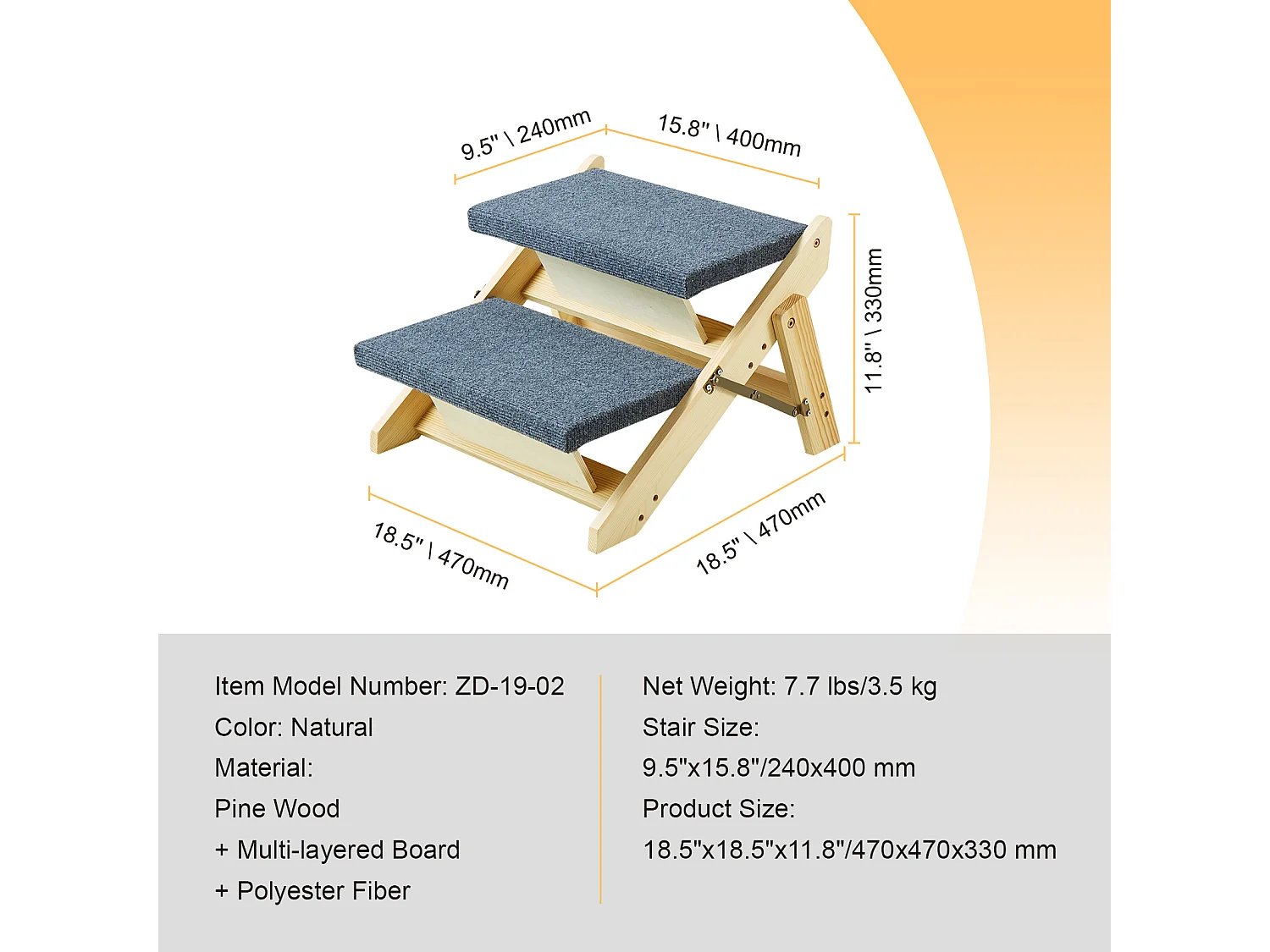 Scale per Cani, SucceBuy Scale in Legno per Animali Domestici 2 Gradini 2 in 1 Pieghevoli, Capacità 50 kg