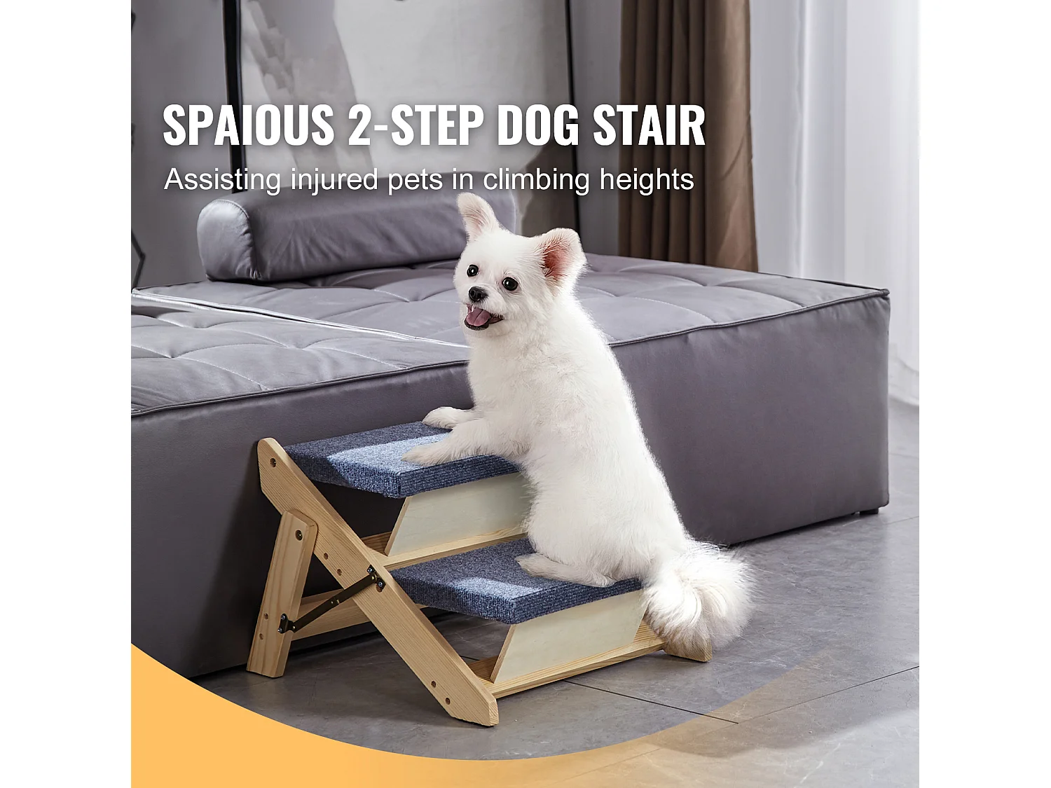 Scale per Cani, SucceBuy Scale in Legno per Animali Domestici 2 Gradini 2 in 1 Pieghevoli, Capacità 50 kg