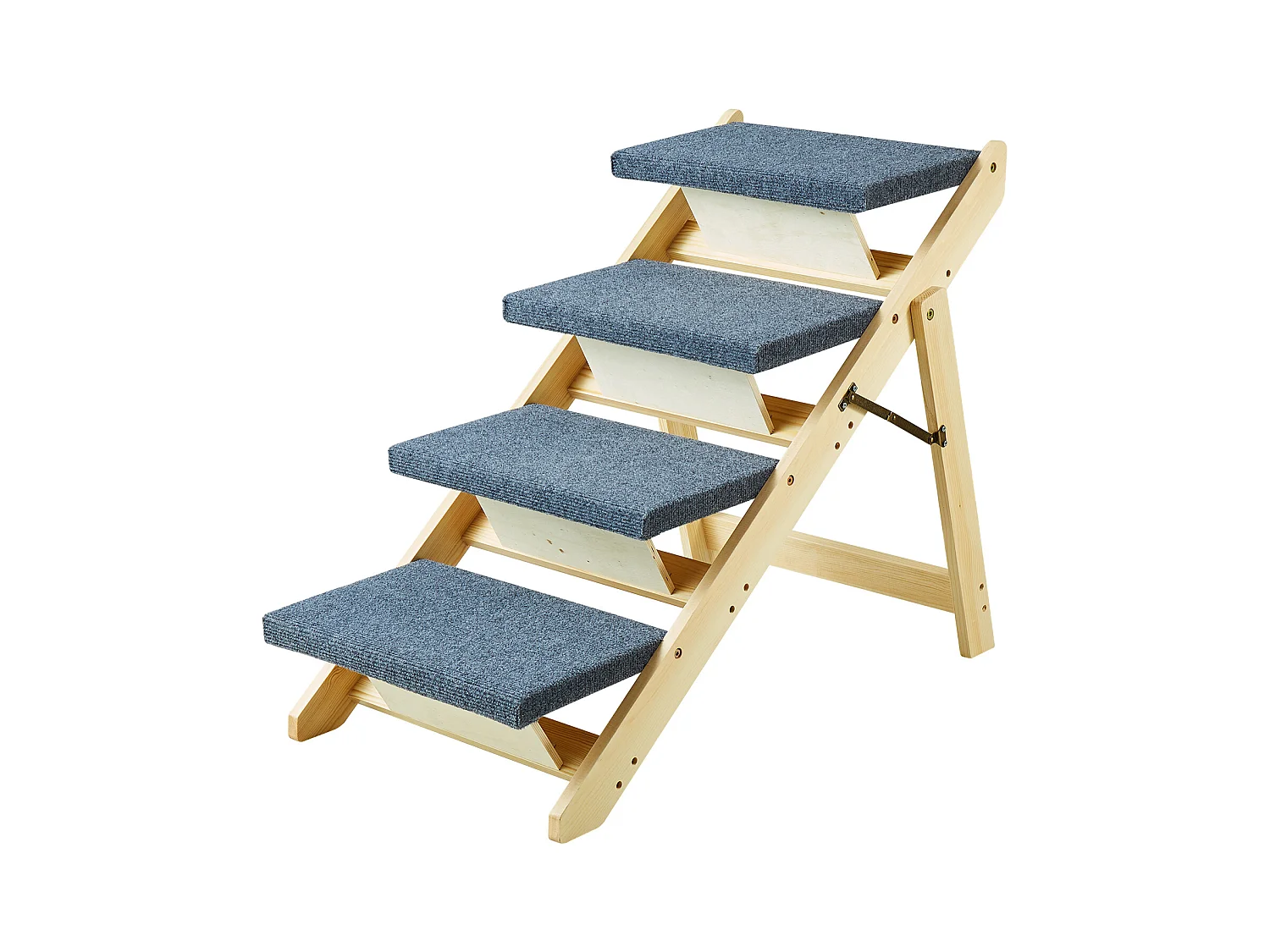 Escaliers pour Chiens, SucceBuy Pet Step Escalier en Bois Pliable pour Animaux de Compagnie à 4 Marches 2 en 1, 68 kg
