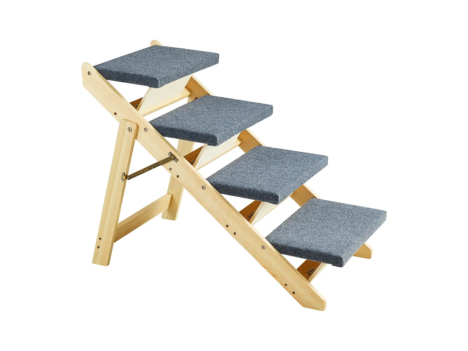 Hundetreppe, SucceBuy Pet Step 4-Stufen 2-in-1 Faltbare Haustiertreppe aus Holz, 68 kg