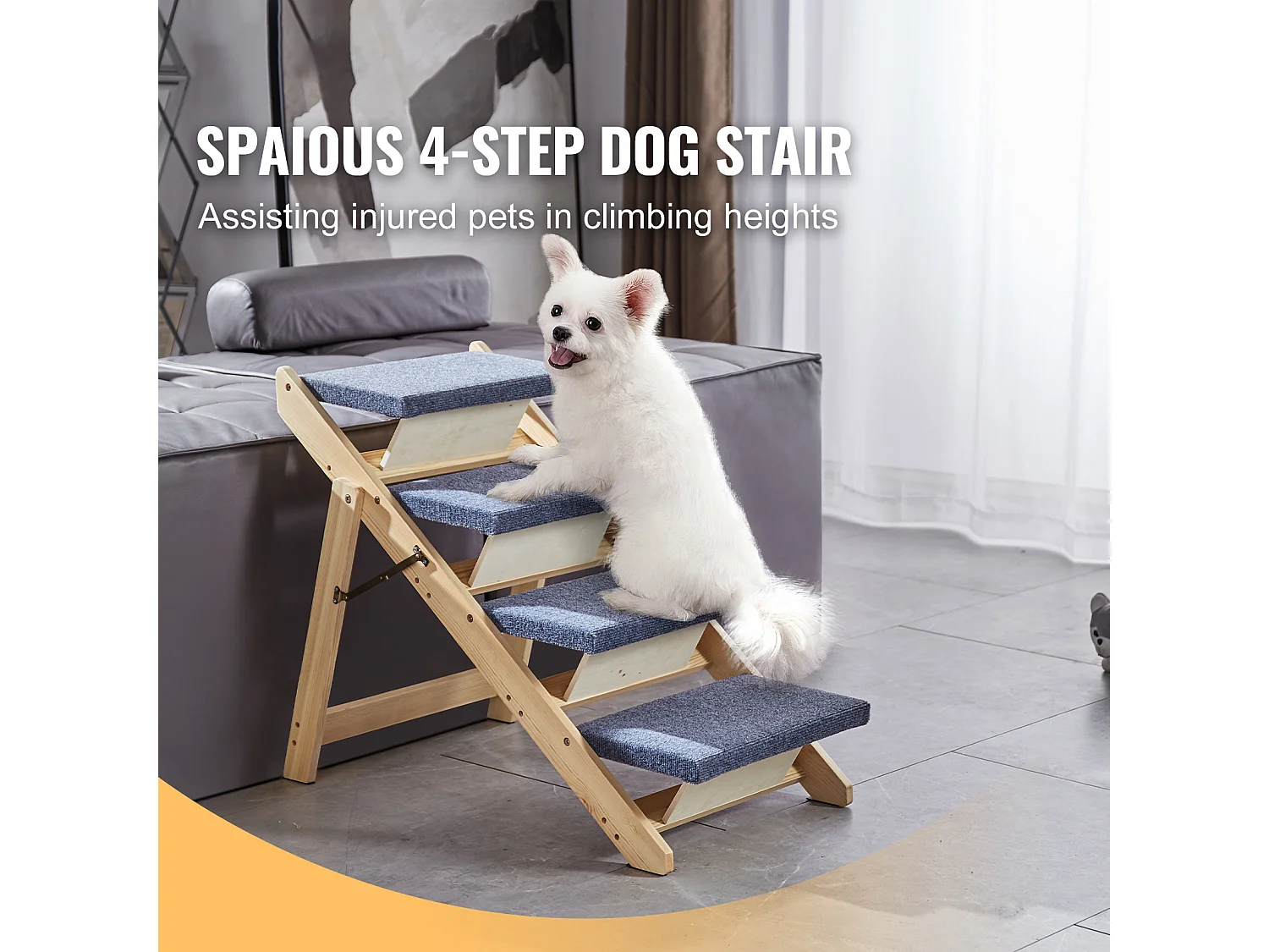 Escaleras para Perros SucceBuy Pet Step de 4 Escalones, 2 en 1, Plegables, de Madera, 68 kg