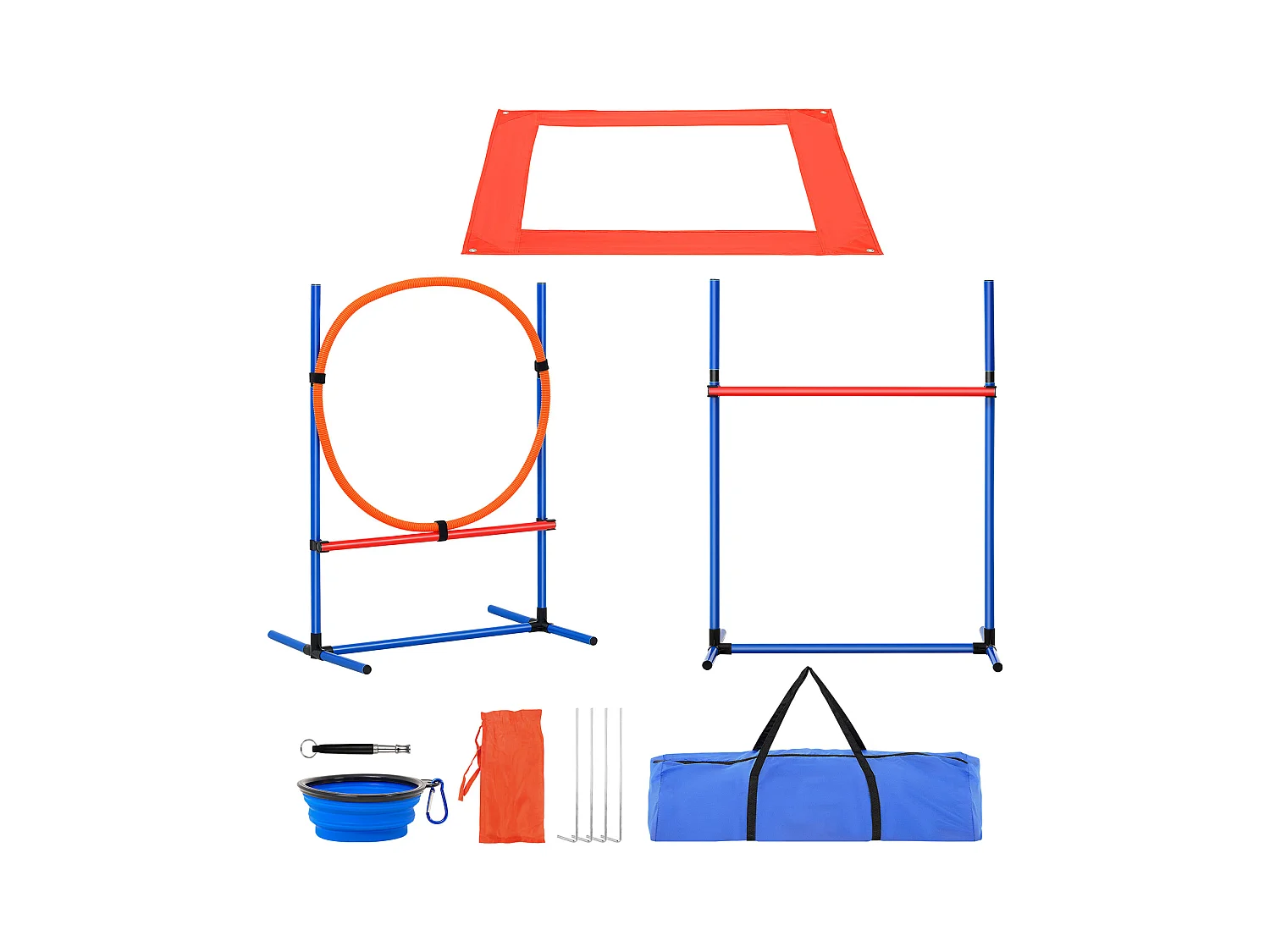 Kit d'Agilité, SucceBuy Dog Agility Training Equipment, Ensemble de 4 Pièces avec Haies, Cercau de Saut et Boîte de Pause