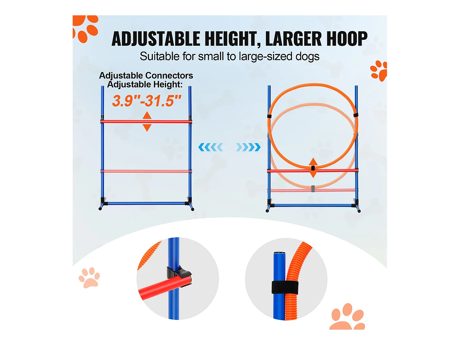 Kit d'Agilité, SucceBuy Dog Agility Training Equipment, Ensemble de 4 Pièces avec Haies, Cercau de Saut et Boîte de Pause