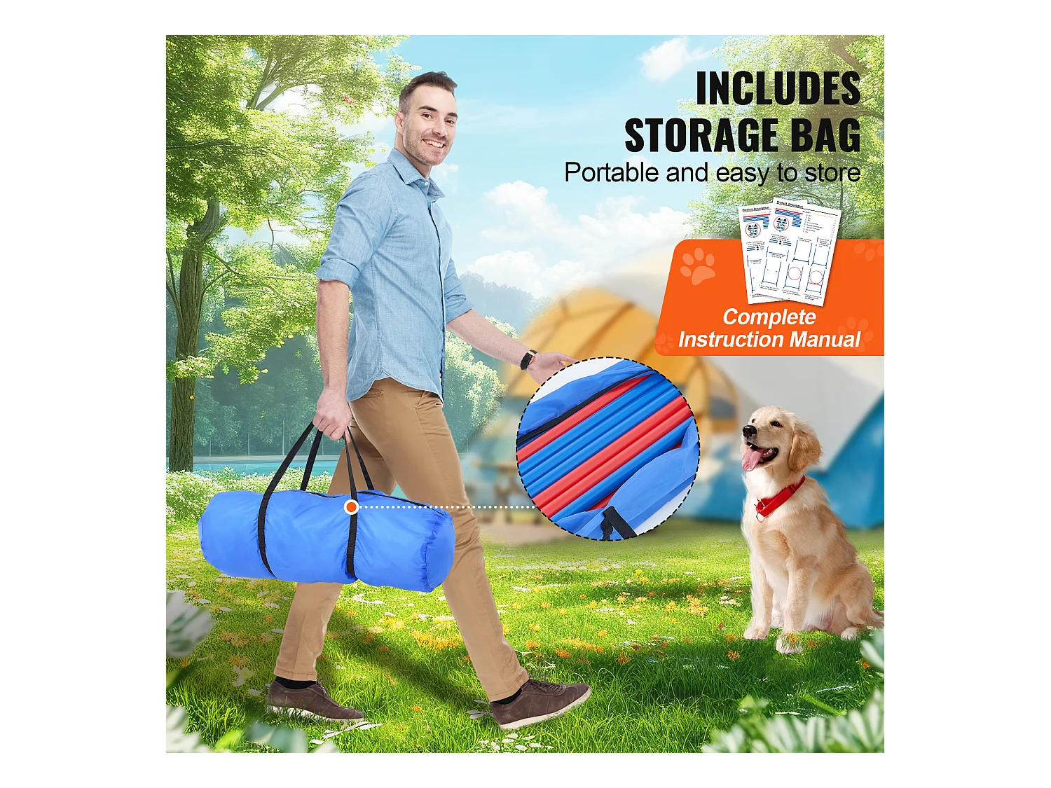 Kit d'Agilité, SucceBuy Dog Agility Training Equipment, Ensemble de 4 Pièces avec Haies, Cercau de Saut et Boîte de Pause