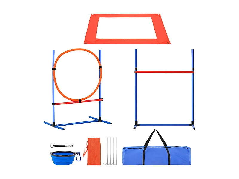 Kit d'Agilité, SucceBuy Dog Agility Training Equipment, Ensemble de 4 Pièces avec Haies, Cercau de Saut et Boîte de Pause