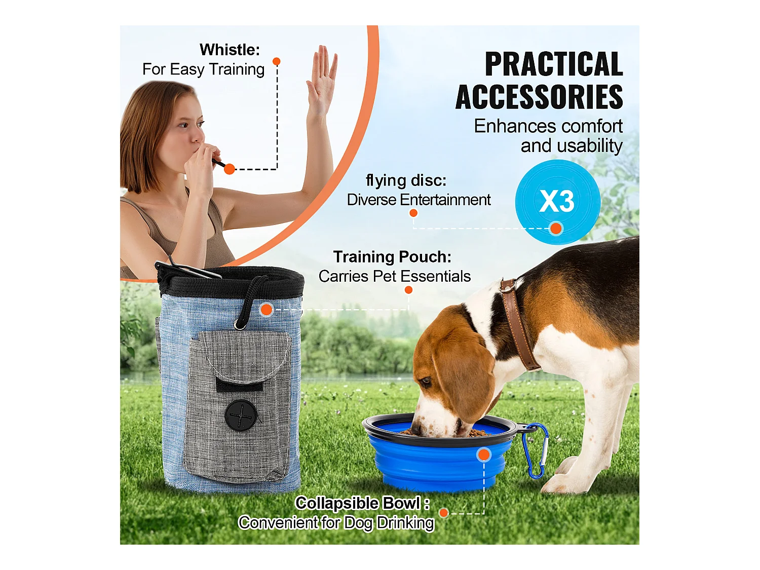 Kit d'Agilité, SucceBuy Dog Agility Training Equipment, Ensemble de 7 Pièces avec Haies, 2 Tunnels et Cercau de Saut