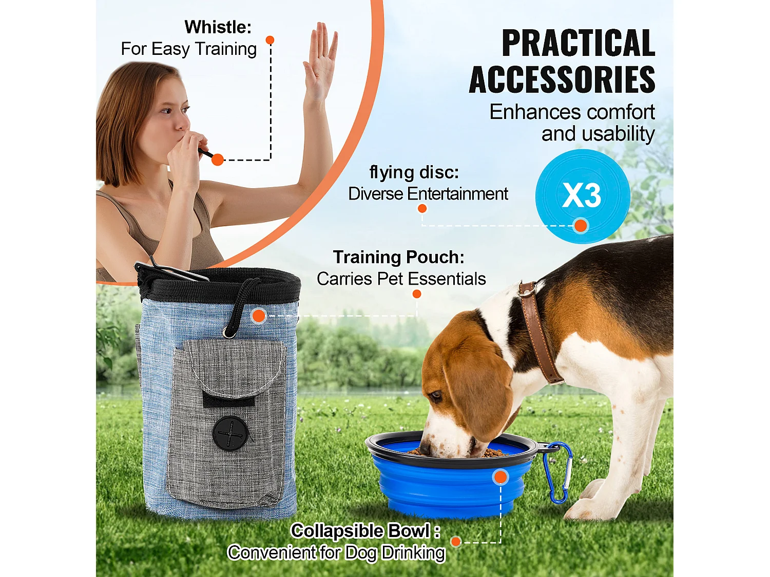 Kit d'Agilité, SucceBuy Dog Agility Training Equipment, Ensemble de 7 Pièces avec Haies, 2 Tunnels et Cercau de Saut