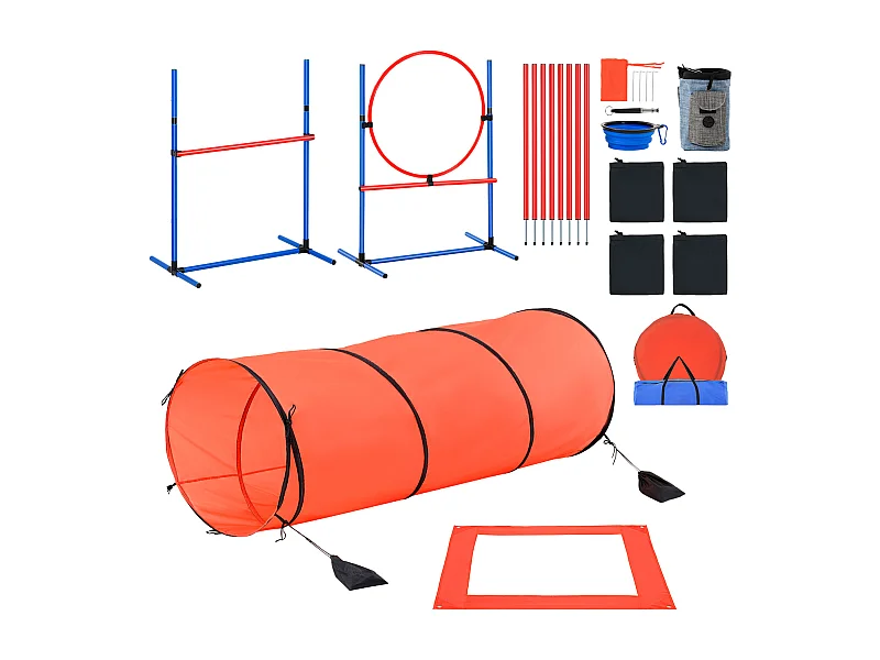Zestaw do Agility, SucceBuy Dog Agility Training Equipment, 5-częściowy Zestaw Combo z Tunelem Ogrodzeniowym