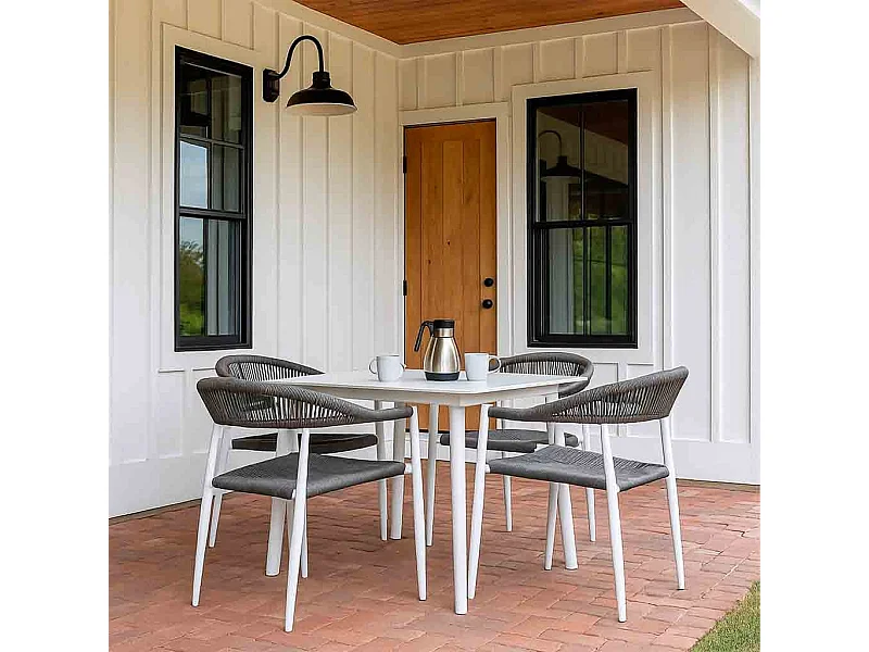 Conjunto mesa y 4 sillas multicolor, mesa:90x90x74.silla(4):56x60x78