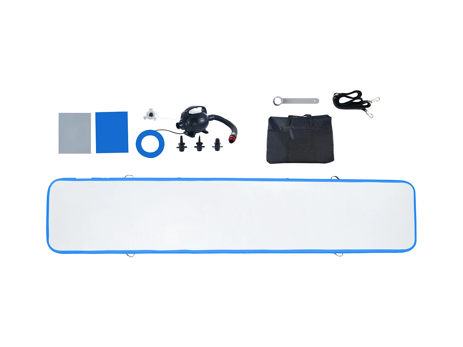 Tapis de Gymnastique SucceBuy 4,9 m, Gonflable 10 cm Épaisseur, Bleu, avec Pompe pour Tumbling