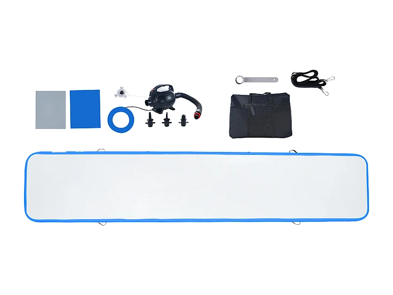 Gymnastikmatte SucceBuy 4,9 m, inflatierbar 10 cm Dicke, Blau, mit Pumpe für Tumbling