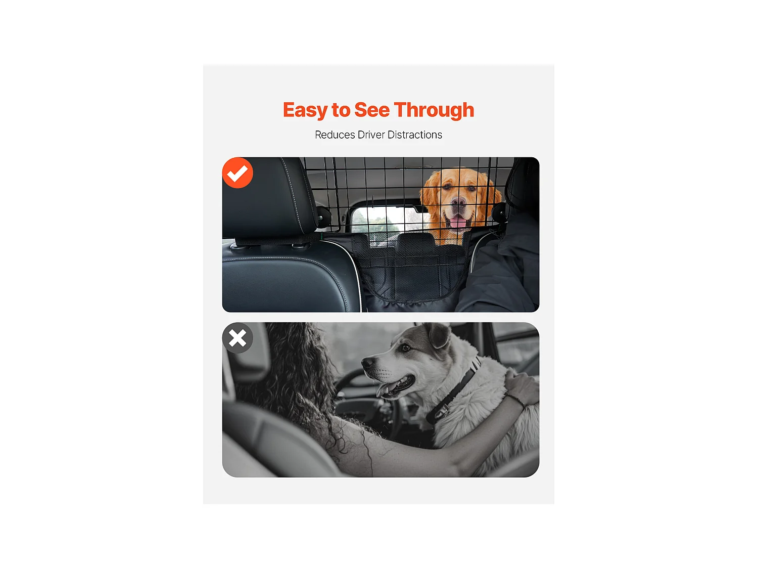 Sécurité Barre Réglable pour Chien SucceBuy Barrière de Sécurité pour Chien - 89.9 à 153.9 cm (35,4 à 60,6 Pouces) Réglable pour Camions et VUS