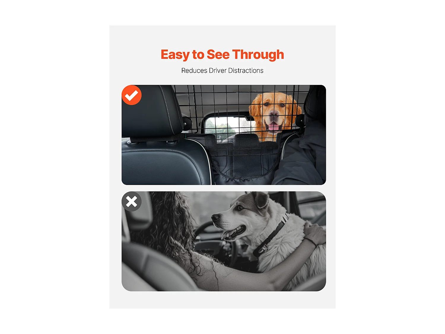 Verstellbarer Sicherheitsbügel für Hunde SucceBuy Hundeschutzgitter – 89.9 cm bis 153.9 cm Verstellbar für LKW und SUVs