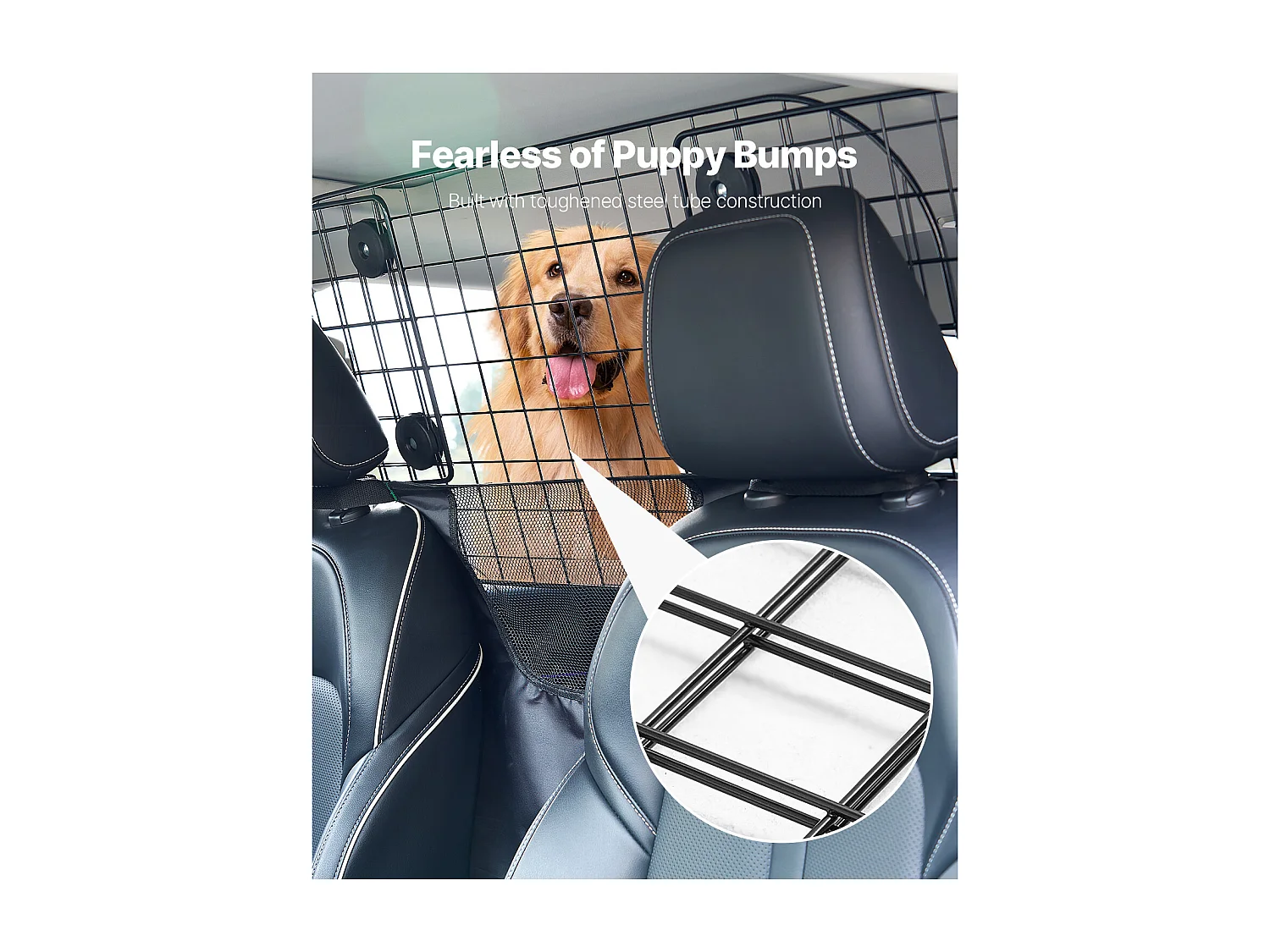 Verstellbarer Sicherheitsbügel für Hunde SucceBuy Hundeschutzgitter – 89.9 cm bis 153.9 cm Verstellbar für LKW und SUVs