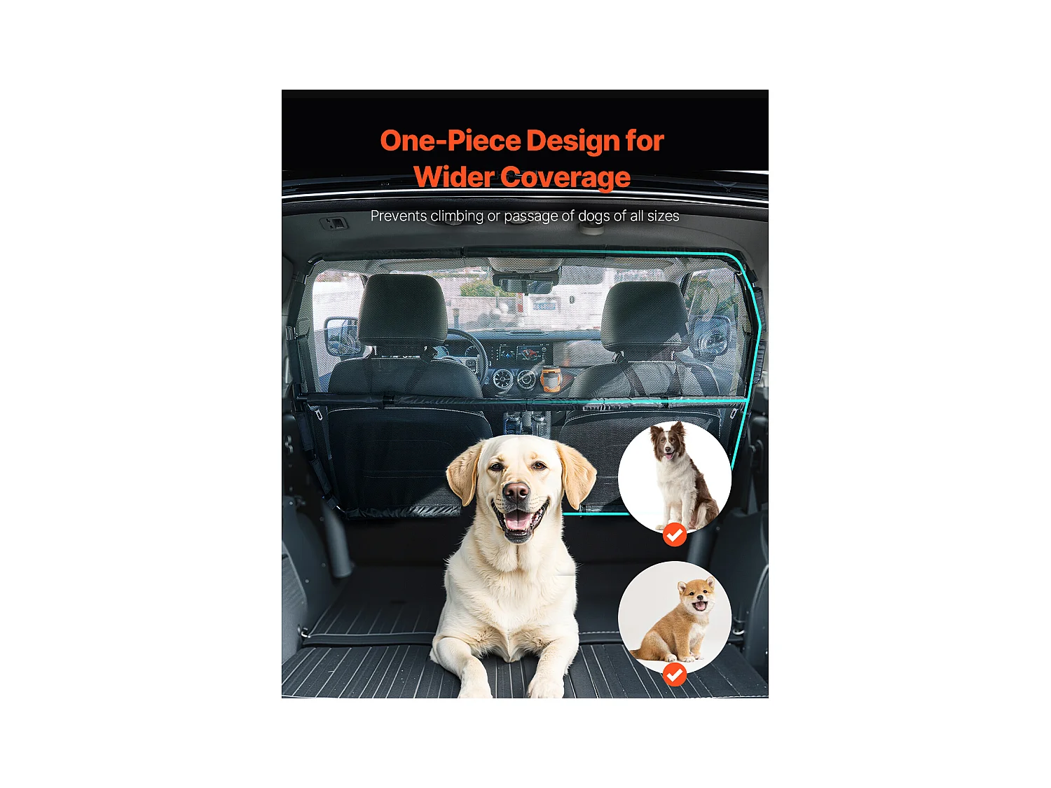 Sécurité Barre Réglable pour Chien SucceBuy Barrière de Sécurité pour Chien de 142.2 cm de Large - Installation sur les Sièges Avant - Séparateur de Voiture