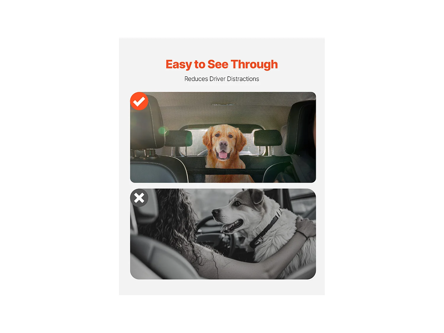 Sécurité Barre Réglable pour Chien SucceBuy Barrière de Sécurité pour Chien de 142.2 cm de Large - Installation sur les Sièges Avant - Séparateur de Voiture