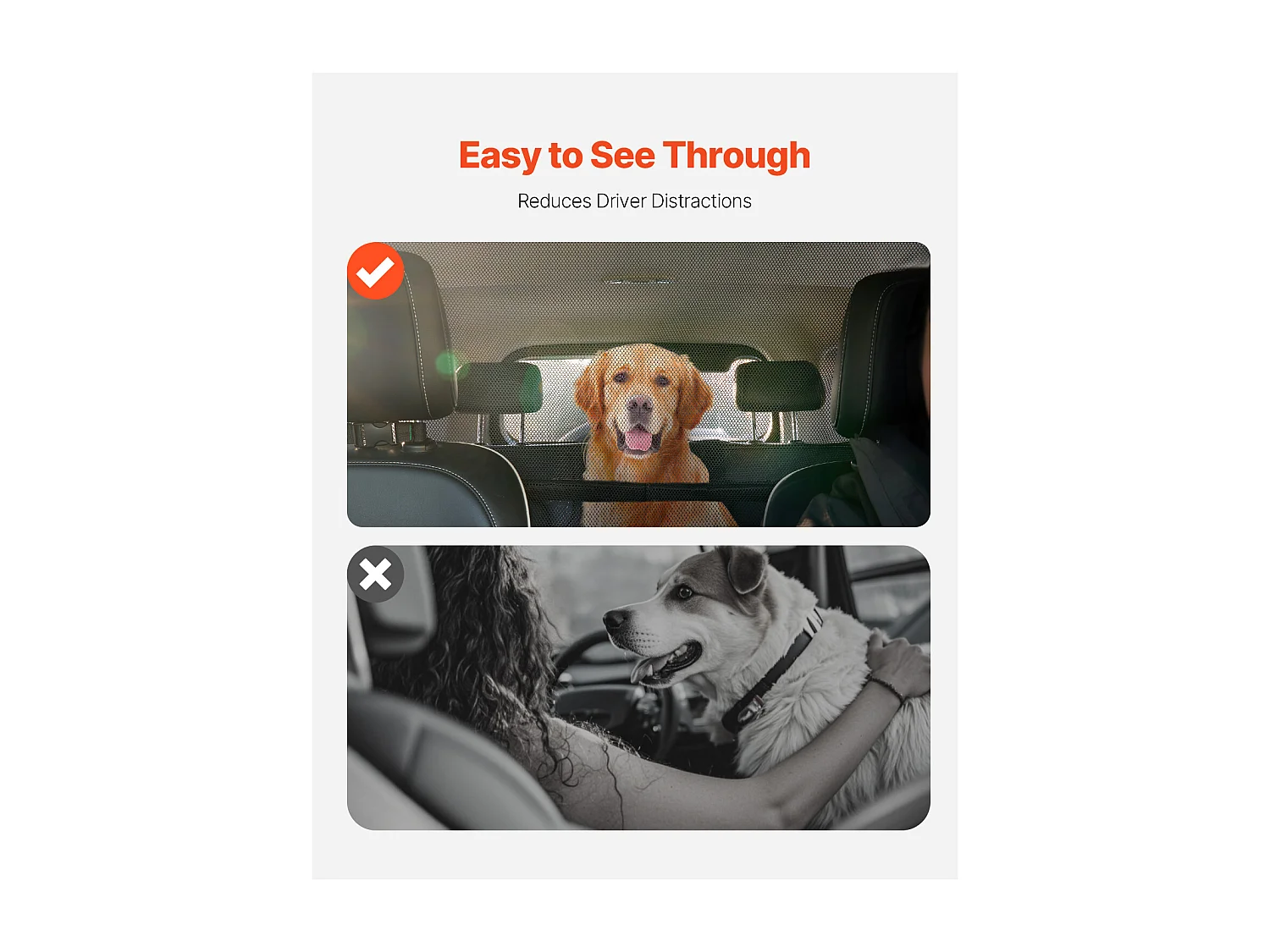 Sécurité Barre Réglable pour Chien SucceBuy Barrière de Sécurité pour Chien de 142.2 cm de Large - Installation sur les Sièges Avant - Séparateur de Voiture