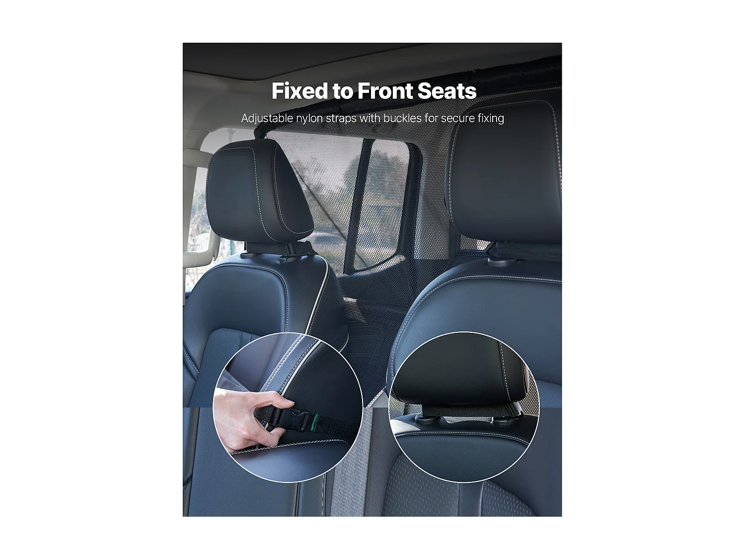 Sécurité Barre Réglable pour Chien SucceBuy Barrière de Sécurité pour Chien de 142.2 cm de Large - Installation sur les Sièges Avant - Séparateur de Voiture