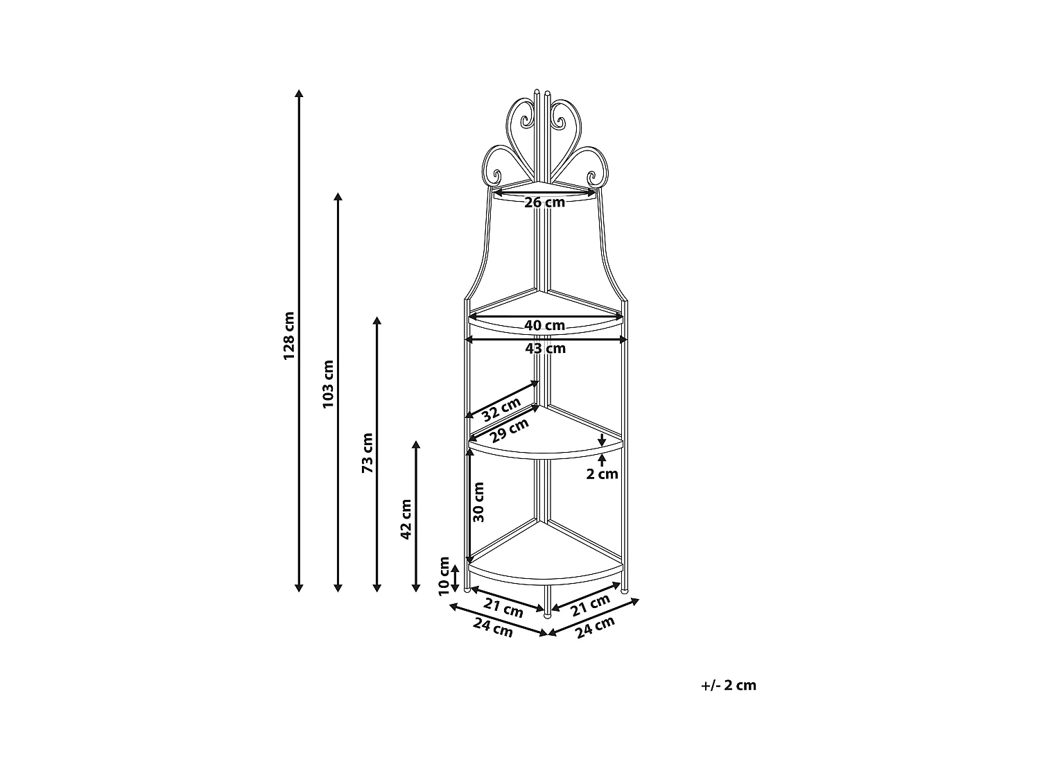 Regal FAVARA Metall 43 cm 32 cm Schwarz