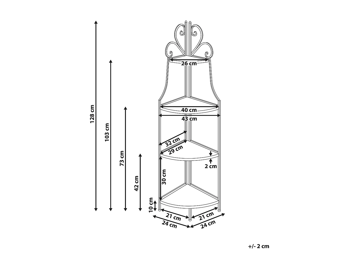 Regal FAVARA Metall 43 cm 32 cm Schwarz