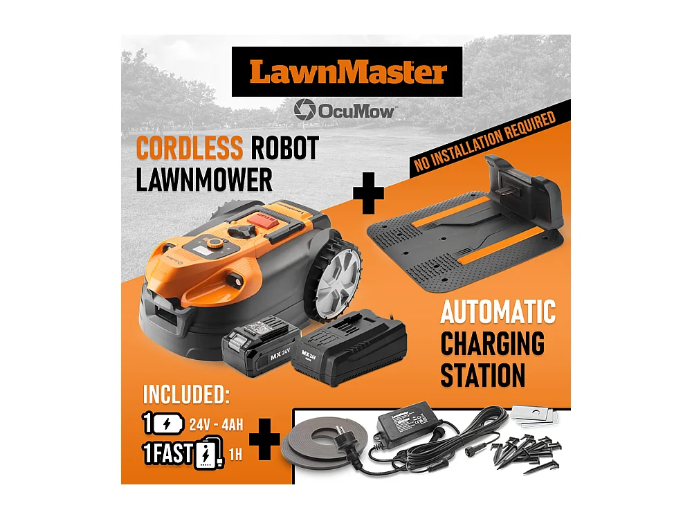 Robot tondeuse autonome 24V avec station de charge, sans fil périmétrique - Le robot le plus simple du marché