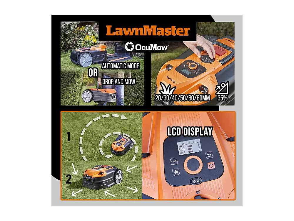 Robot tondeuse autonome 24V avec station de charge, sans fil périmétrique - Le robot le plus simple du marché