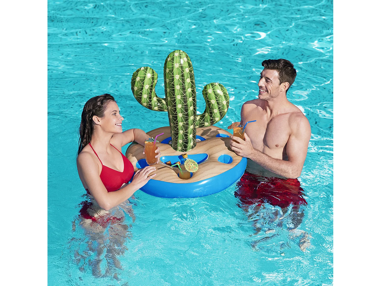 Bar flottant gonflable - Cactus Spiky Saguaro - 94 x 70 cm - 6 gobelets
