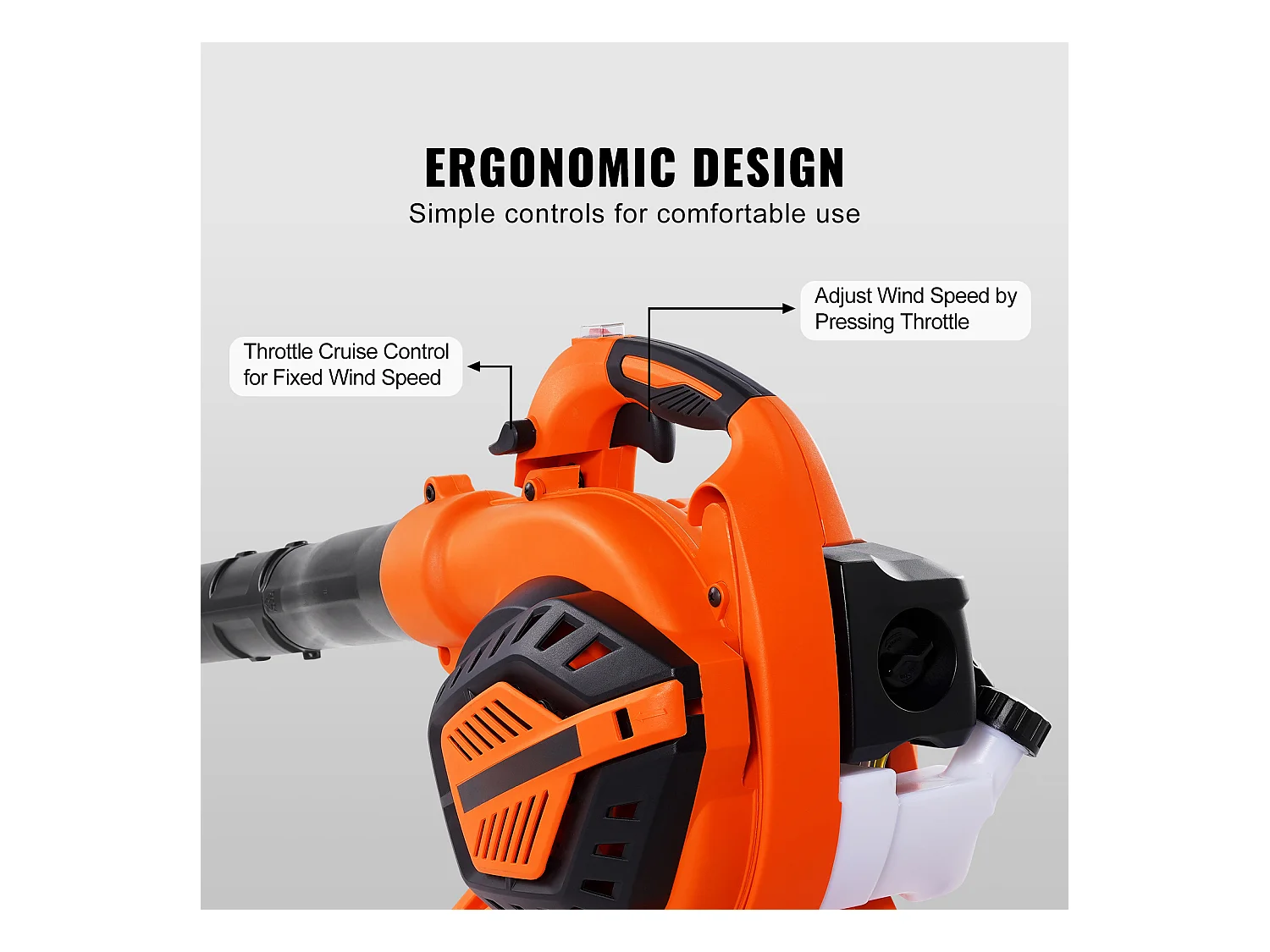 Souffleur de Feuilles SucceBuy 26CC, 425 CFM, Vitesse de 156 MPH, Entretien de la Pelouse, Portatif, Réservoir de Carburant