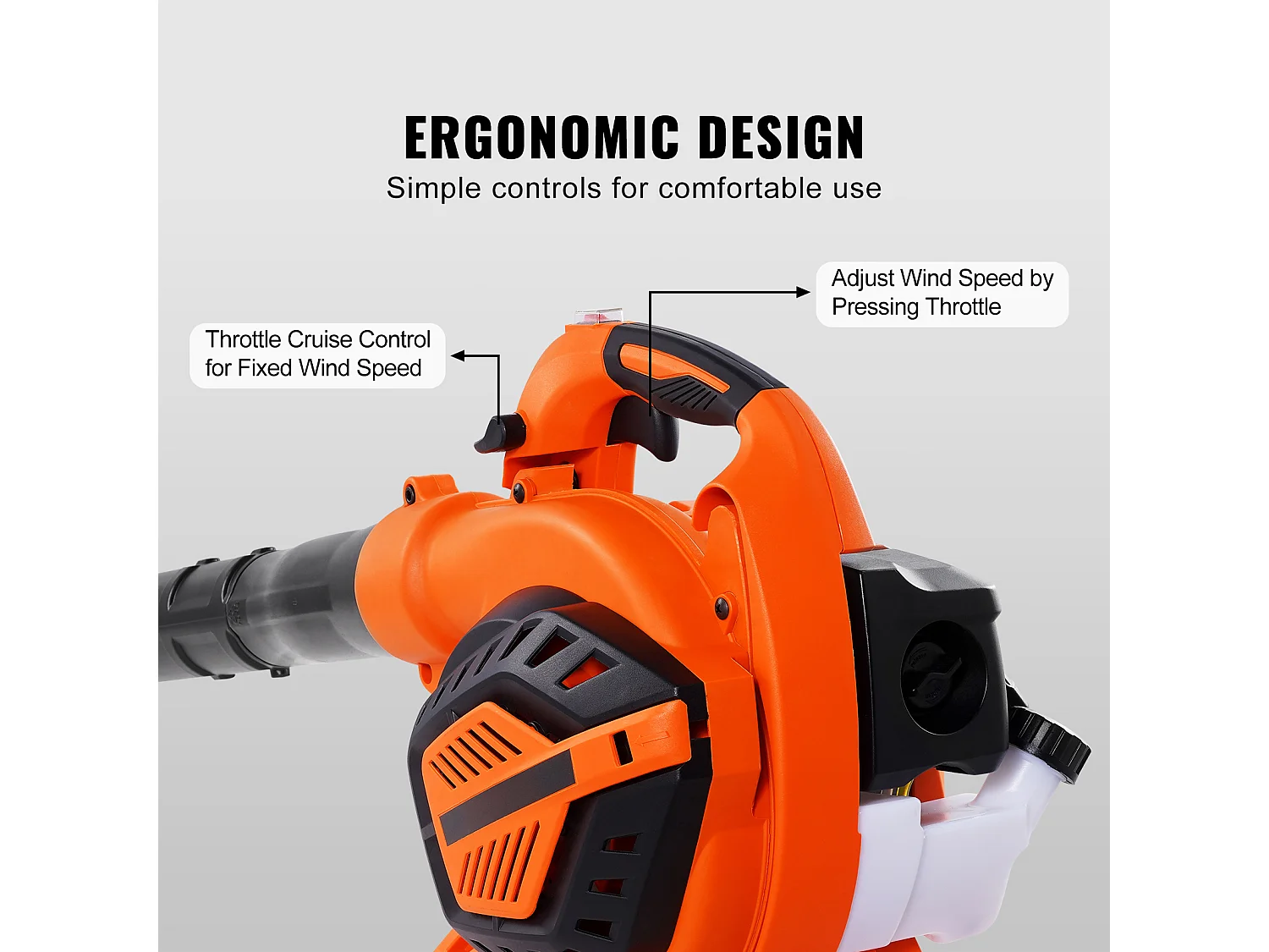 Souffleur de Feuilles SucceBuy 26CC, 425 CFM, Vitesse de 156 MPH, Entretien de la Pelouse, Portatif, Réservoir de Carburant