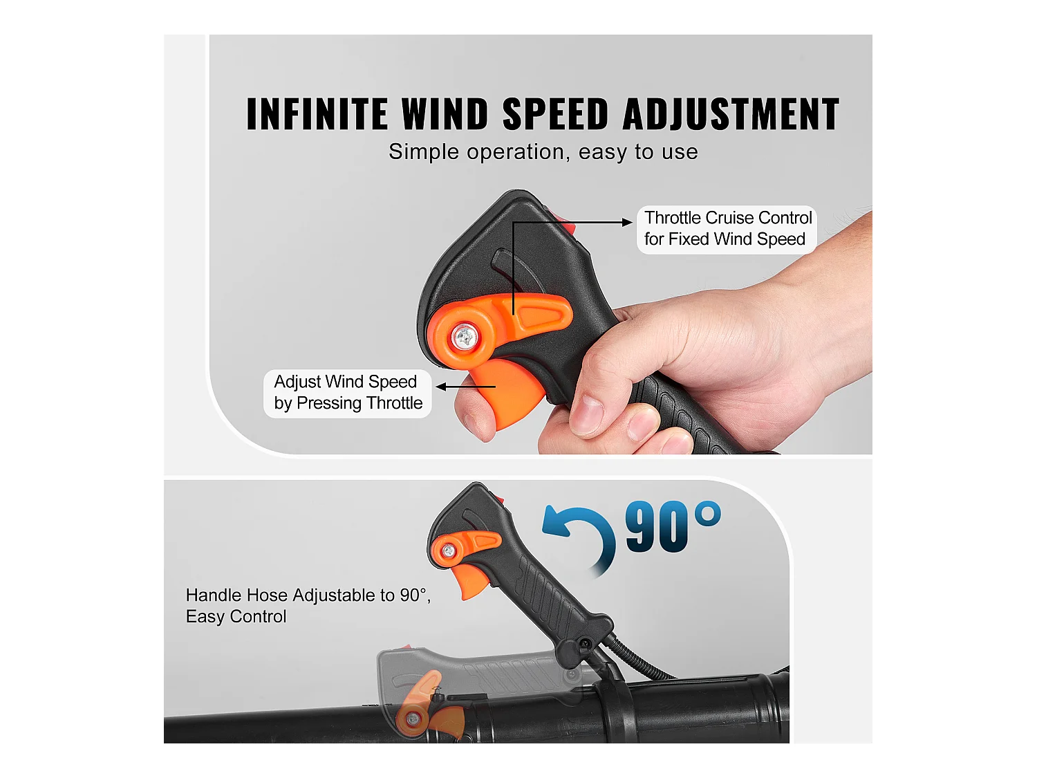 Souffleur de Feuilles SucceBuy 52CC, 480 CFM, Volume d'Air de 175 MPH, Réservoir de 1,37 L, Entretien de la Pelouse et Déneigement