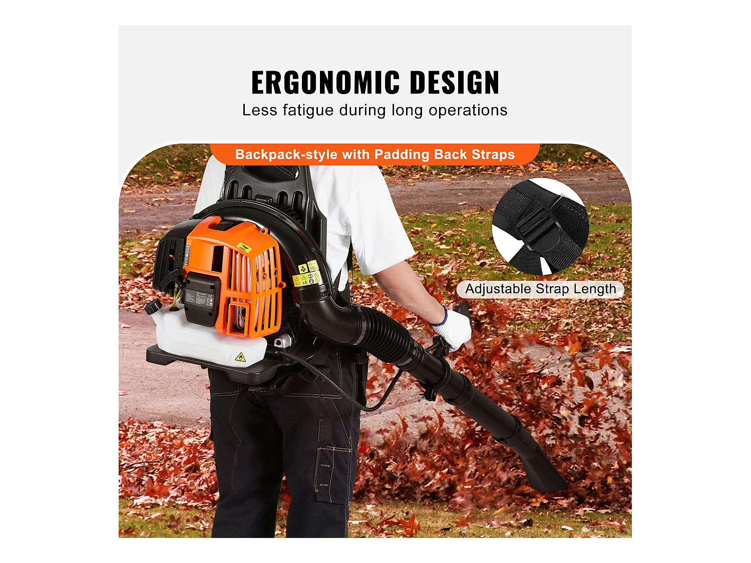 Souffleur de Feuilles SucceBuy 52CC, 480 CFM, Volume d'Air de 175 MPH, Réservoir de 1,37 L, Entretien de la Pelouse et Déneigement