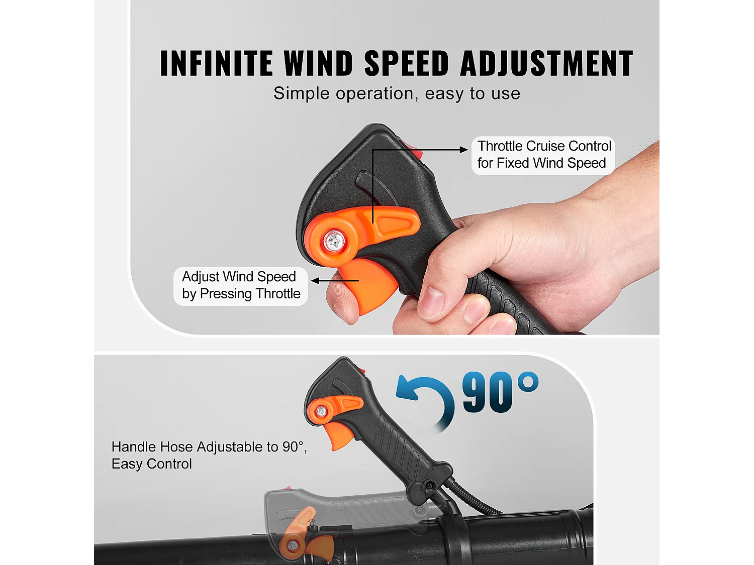 Souffleur de Feuilles SucceBuy 52CC, 480 CFM, Volume d'Air de 175 MPH, Réservoir de 1,37 L, Entretien de la Pelouse et Déneigement