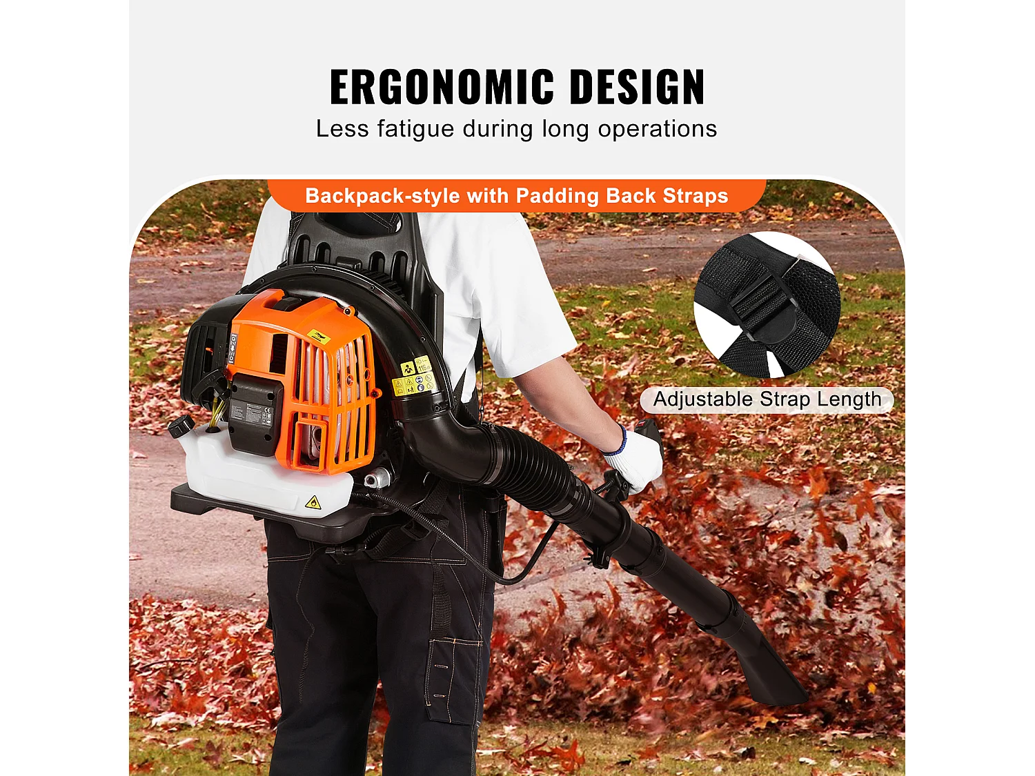 Souffleur de Feuilles SucceBuy 52CC, 480 CFM, Volume d'Air de 175 MPH, Réservoir de 1,37 L, Entretien de la Pelouse et Déneigement